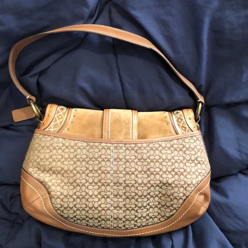 COACH Soho Signature C Jacquard Embroidered Studded Wristlet Shoulder Bag SET - Picture 7 of 17